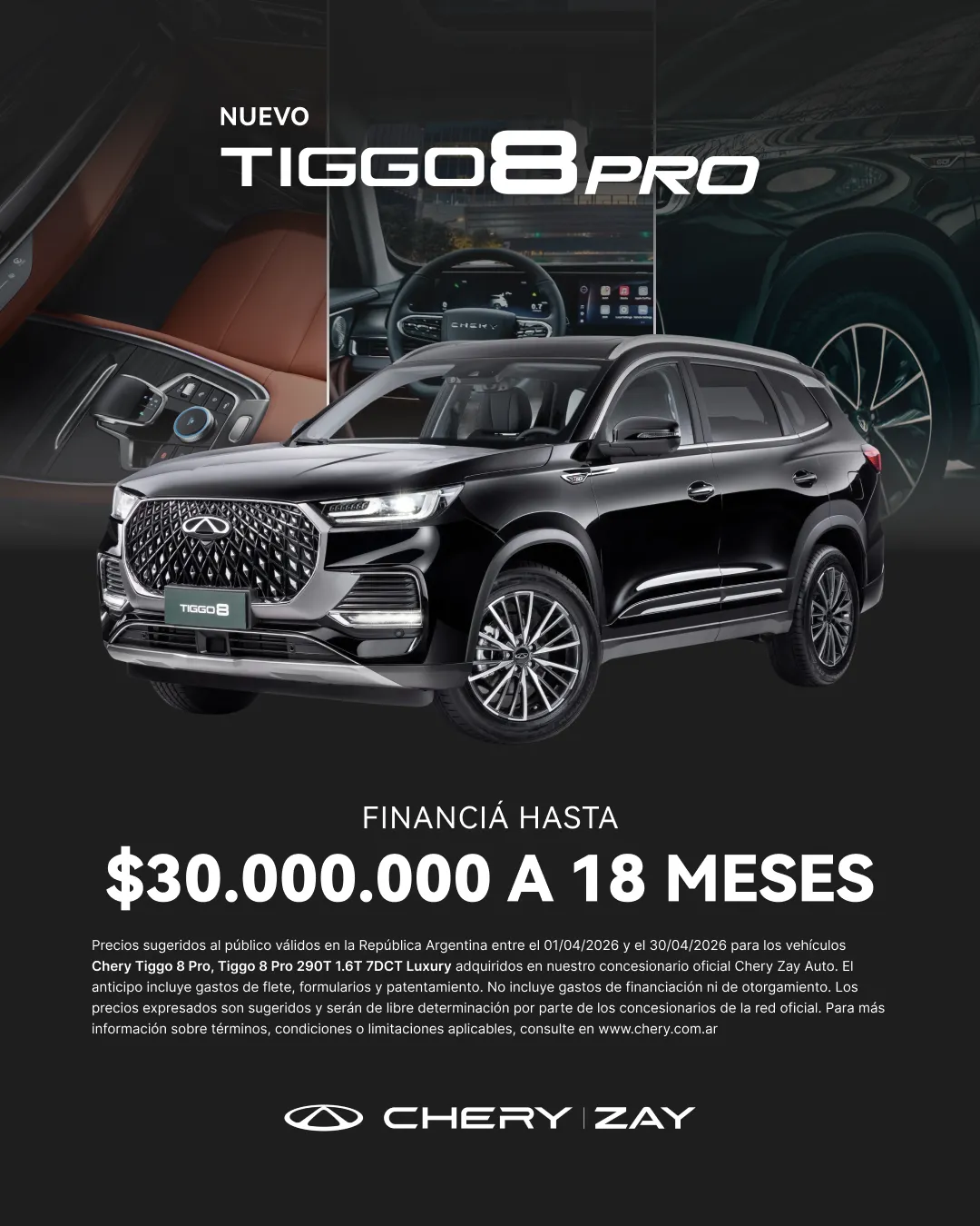 Tiggo 8 financiacion abril 2026